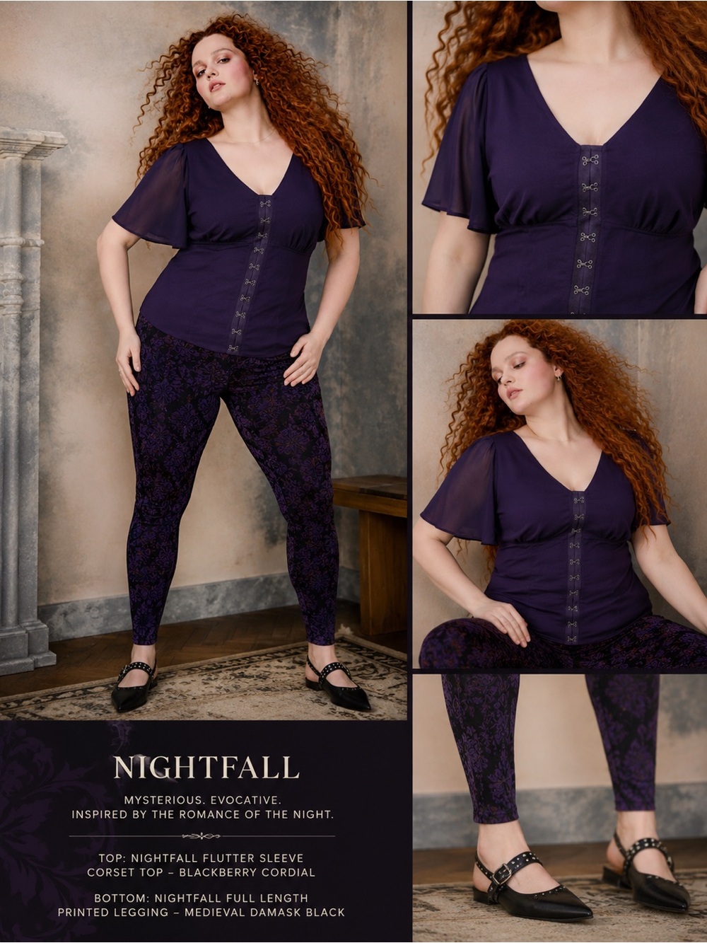 Torrid Nightfall Flutter Sleeve Corset Top Size 00 Blackberry Cordial Purple NWT - Picture 11 of 11